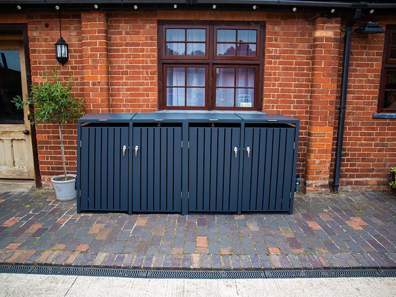Anthracite Galvanized Steel Wheelie Bin Cover | Quad Set