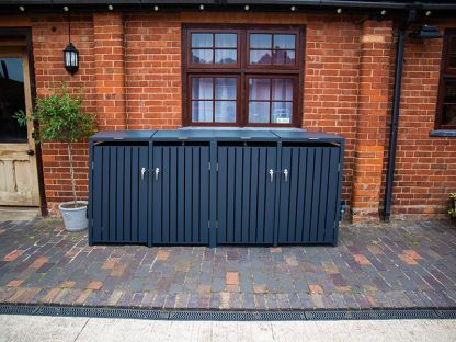 Anthracite Galvanized Steel Wheelie Bin Cover | Quad Set