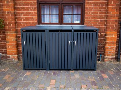 Anthracite Galvanised Steel Wheelie Bin Cover | Triple