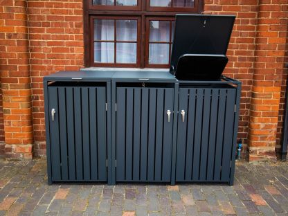Anthracite Galvanised Steel Wheelie Bin Cover | Triple