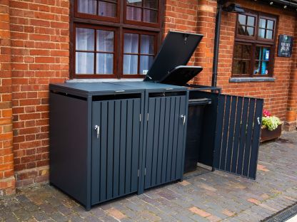 Anthracite Galvanised Steel Wheelie Bin Cover | Triple