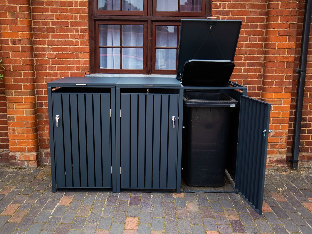Anthracite Galvanised Steel Wheelie Bin Cover | Triple