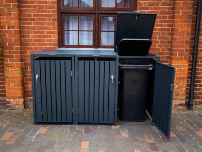 Anthracite Galvanised Steel Wheelie Bin Cover | Triple