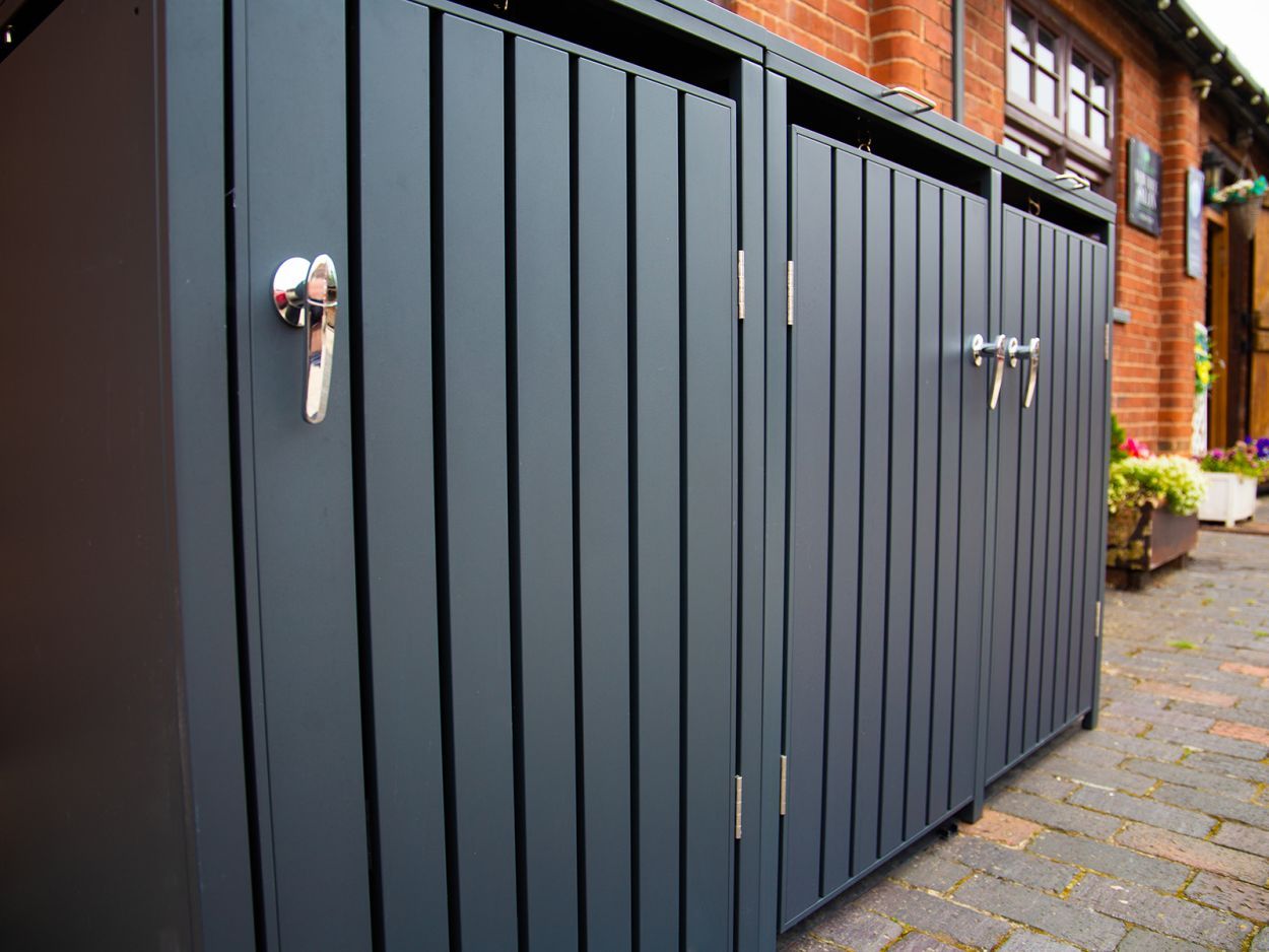 Anthracite Galvanised Steel Wheelie Bin Cover | Triple