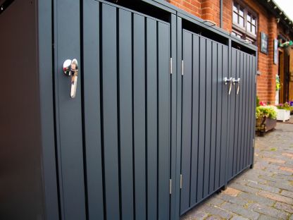 Anthracite Galvanised Steel Wheelie Bin Cover | Triple