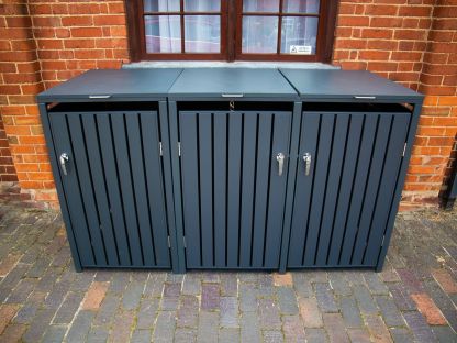 Anthracite Galvanised Steel Wheelie Bin Cover | Triple