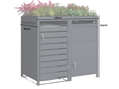 Anthracite Single Wheelie Bin Cover and Parcel Box | Planter