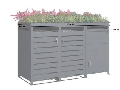 Anthracite Double Wheelie Bin Cover and Parcel Box | Planter