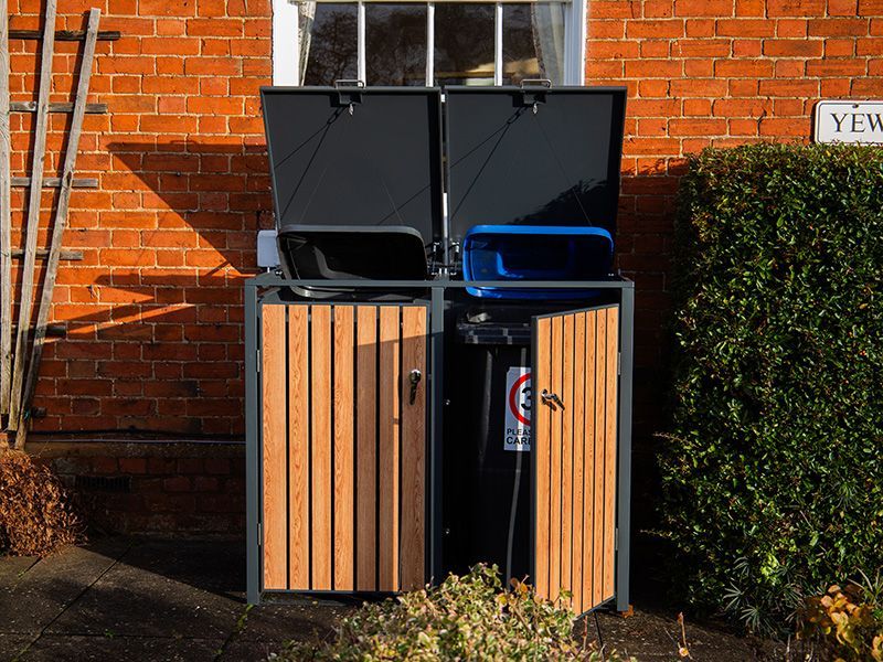 Galvanized Steel Wheelie Bin Cover | Double
