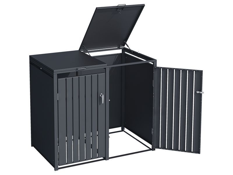 Anthracite Galvanized Steel Wheelie Bin Cover | Double