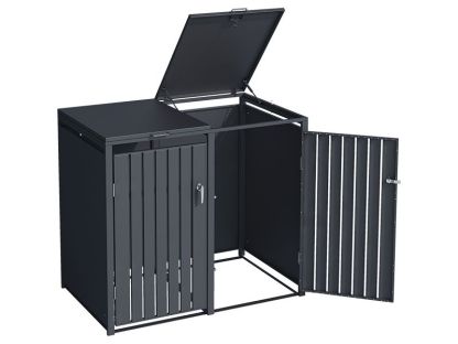 Anthracite Galvanized Steel Wheelie Bin Cover | Double