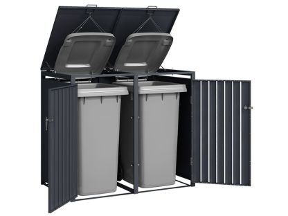 Anthracite Galvanized Steel Wheelie Bin Cover | Double