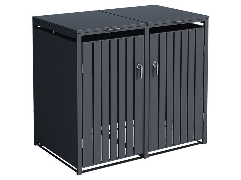 Anthracite Galvanized Steel Wheelie Bin Cover | Double