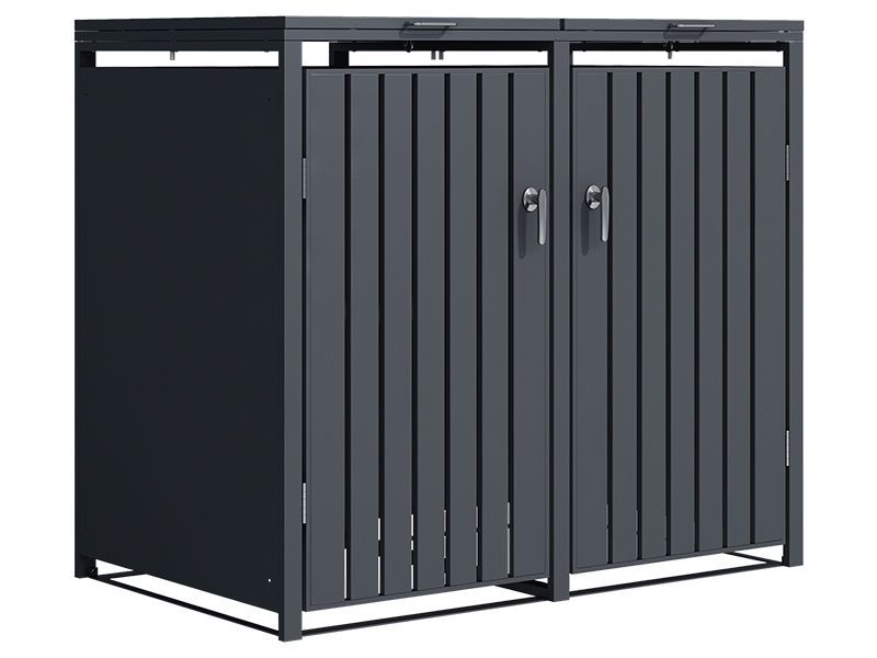 Anthracite Galvanized Steel Wheelie Bin Cover | Double