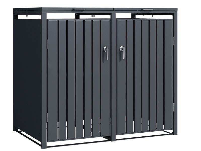 Anthracite Galvanized Steel Wheelie Bin Cover | Double