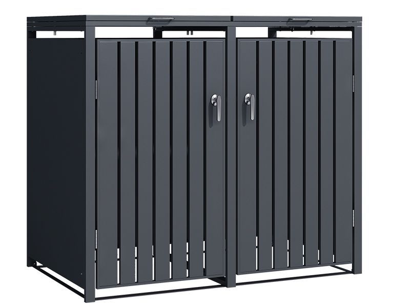 Anthracite Galvanized Steel Wheelie Bin Cover | Double