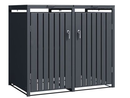 Anthracite Galvanized Steel Wheelie Bin Cover | Double