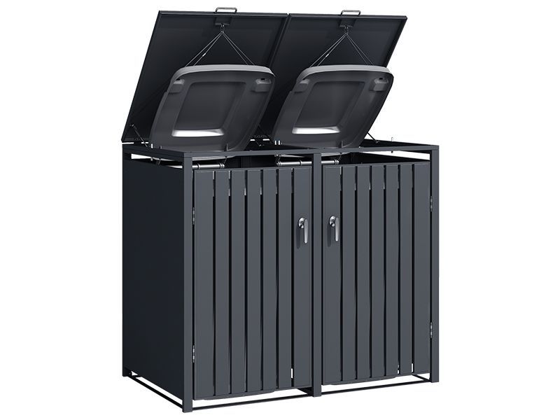 Anthracite Galvanized Steel Wheelie Bin Cover | Double
