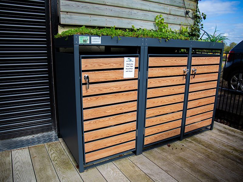 Galvanized Steel Wheelie Bin Cover With Planters | Triple