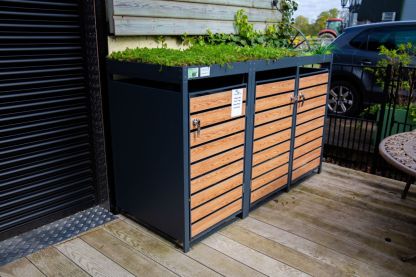 Galvanized Steel Wheelie Bin Cover With Planters | Triple