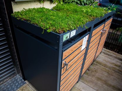 Galvanized Steel Wheelie Bin Cover With Planters | Triple