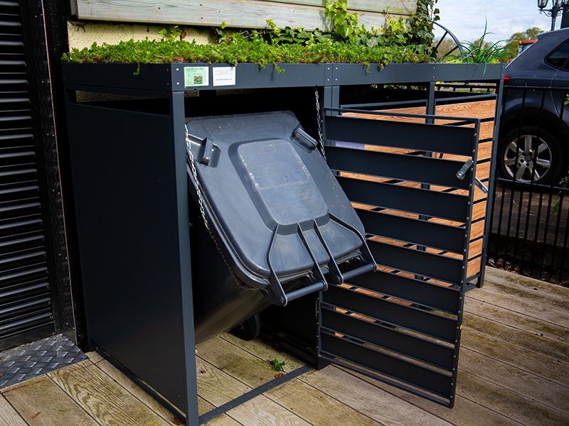 Galvanized Steel Wheelie Bin Cover With Planter | Quad Set