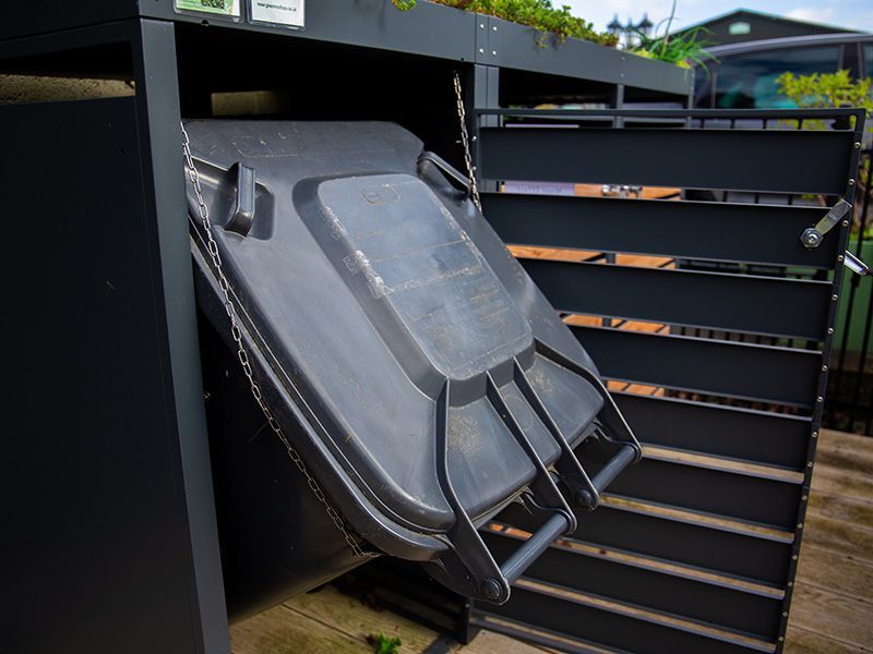 Galvanized Steel Wheelie Bin Cover With Planter | Quad Set