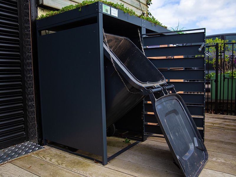 Galvanized Steel Wheelie Bin Cover With Planter | Quad Set