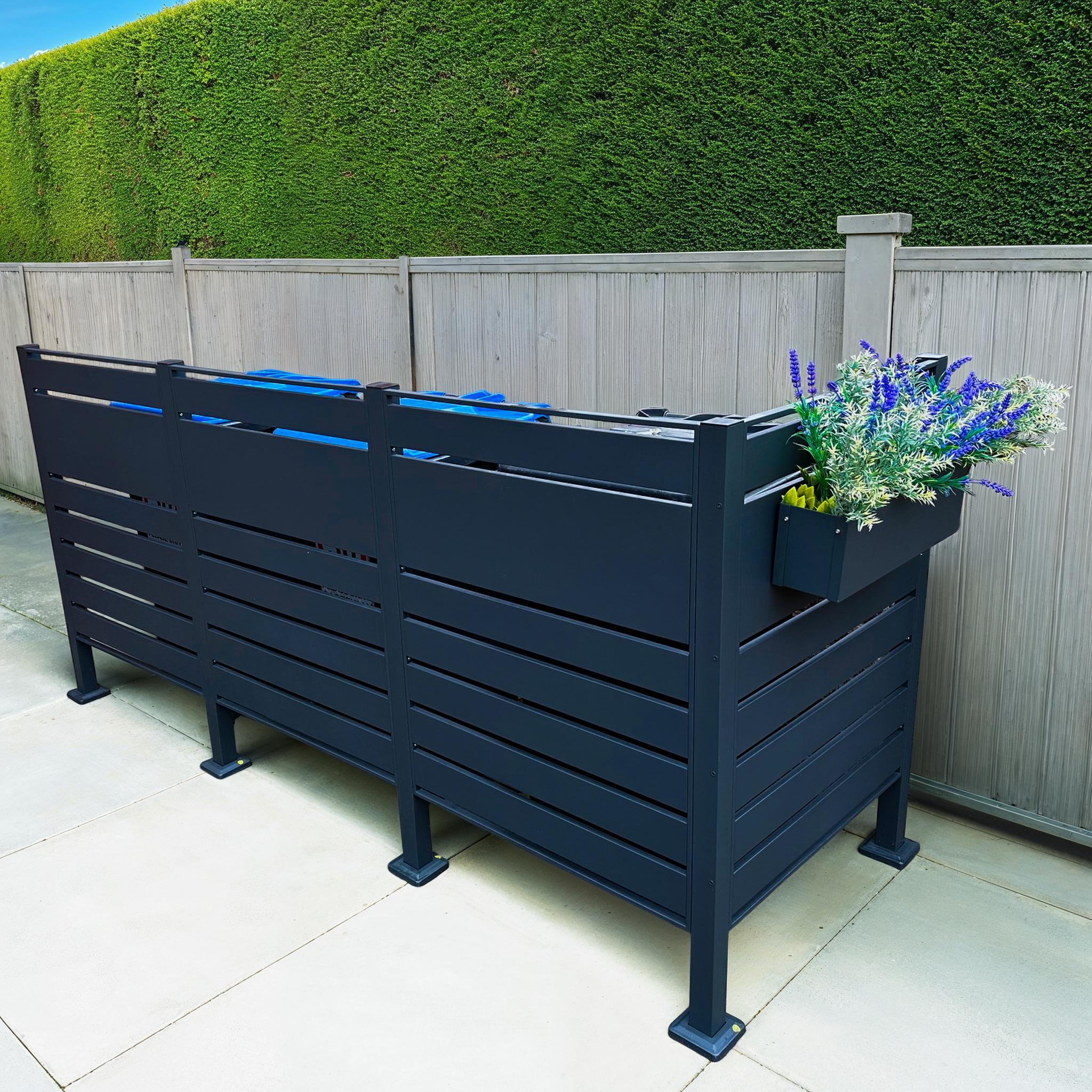 Galvanized Steel Wheelie Bin Screen | Triple