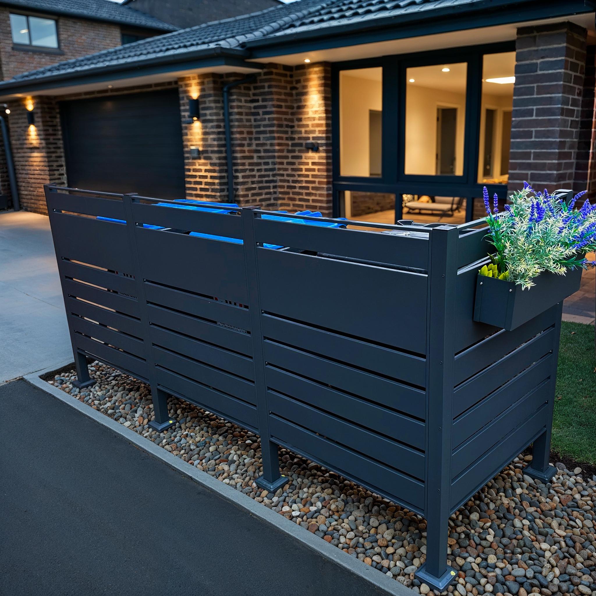 Galvanized Steel Wheelie Bin Screen | Triple