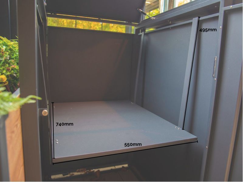 Galvanised Steel Wheelie Bin Shelf | For Single Bin Store-Garden Furniture Centre-LowRange,Under 100,Top Opening,Planter,Wood Effect,Anthracite,Accessories,Wheelie Bin Covers,Wheelie Bin Storage-{collection_title}