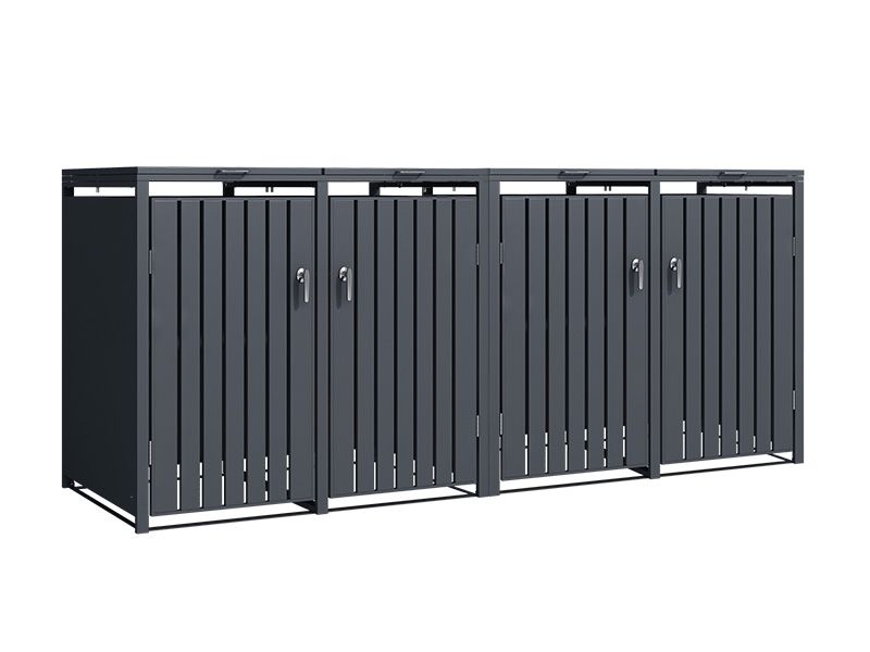 Anthracite Galvanized Steel Wheelie Bin Cover | Quad Set