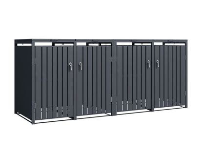 Anthracite Galvanized Steel Wheelie Bin Cover | Quad Set