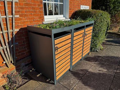 Galvanized Steel Wheelie Bin Cover With Planters | Triple