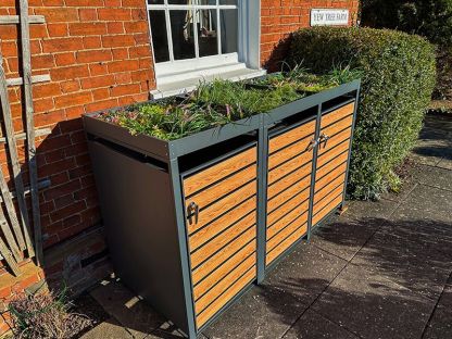 Galvanized Steel Wheelie Bin Cover With Planters | Triple