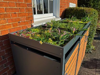 Galvanized Steel Wheelie Bin Cover With Planters | Triple