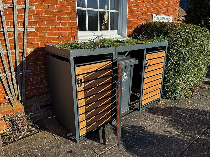 Galvanized Steel Wheelie Bin Cover With Planters | Triple