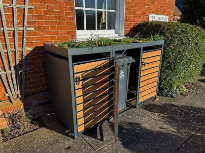 Galvanized Steel Wheelie Bin Cover With Planters | Triple