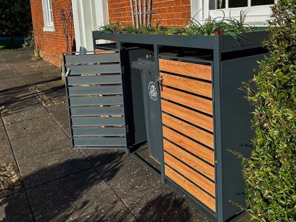 Galvanized Steel Wheelie Bin Cover With Planters | Triple