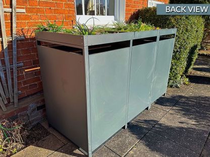 Galvanized Steel Wheelie Bin Cover With Planters | Triple