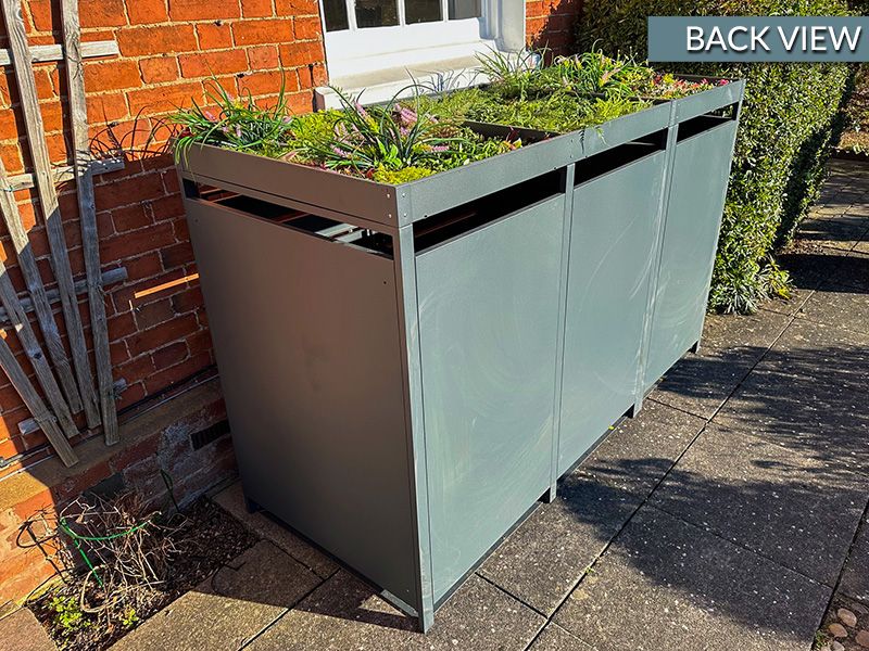 Galvanized Steel Wheelie Bin Cover With Planters | Triple