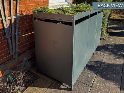 Galvanized Steel Wheelie Bin Cover With Planter | Quad Set