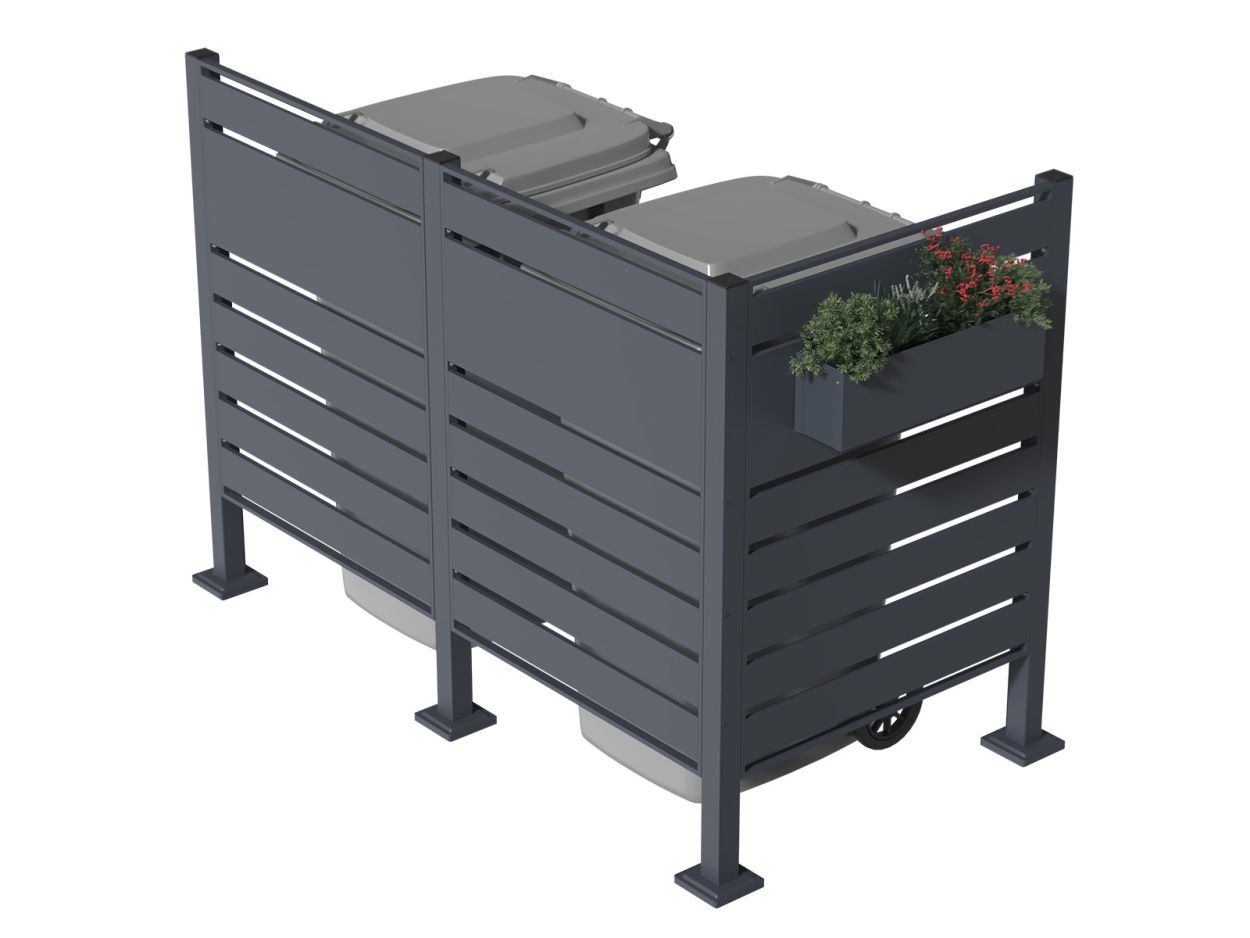 Galvanized Steel Wheelie Bin Screen | Modular-Garden Furniture Centre-LowRange,Anthracite,Accessories,Wheelie Bin Covers,Wheelie Bin Screens-{collection_title}