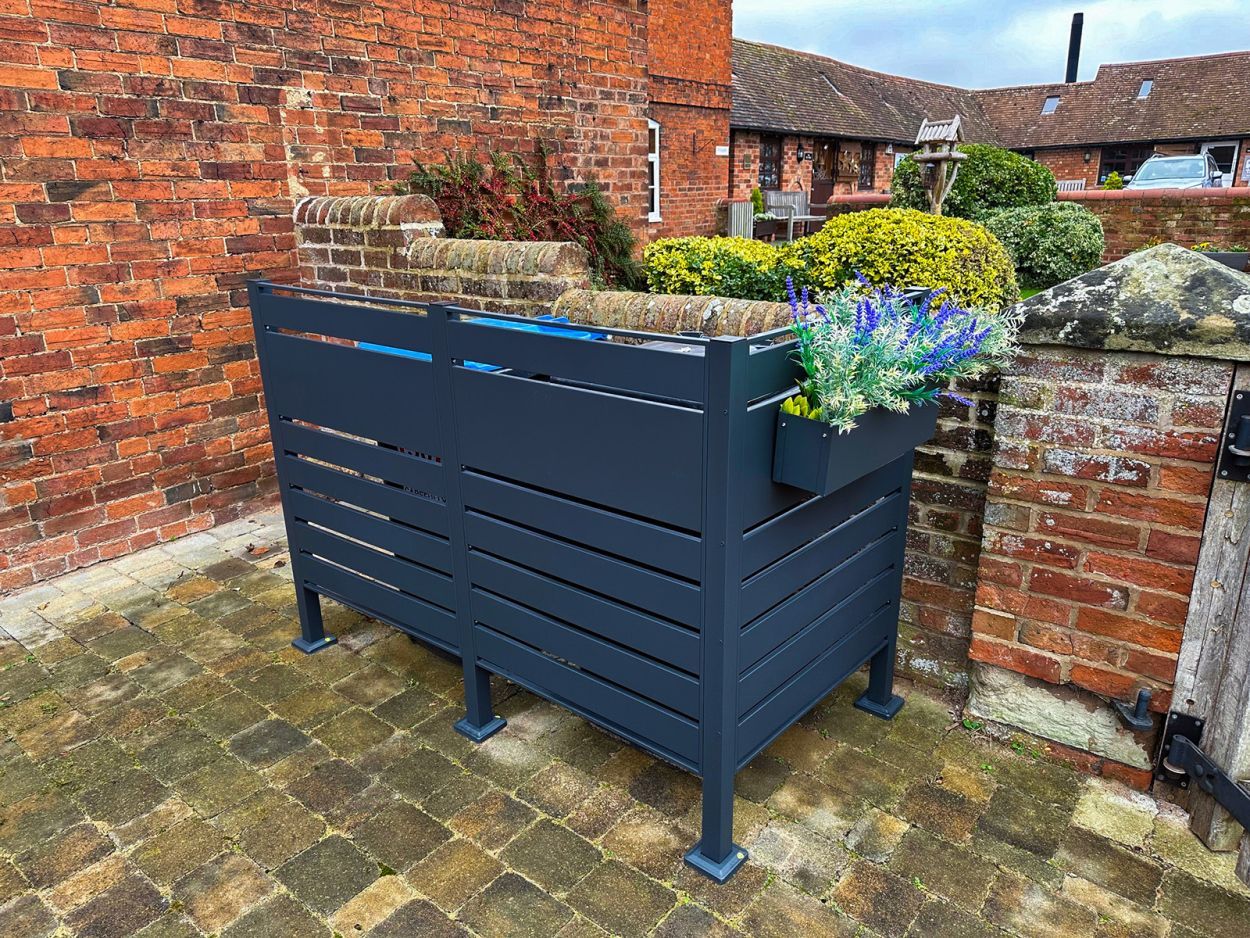 Galvanized Steel Wheelie Bin Screen | Double-Garden Furniture Centre-Anthracite,Accessories,Wheelie Bin Covers,Wheelie Bin Screens-{collection_title}