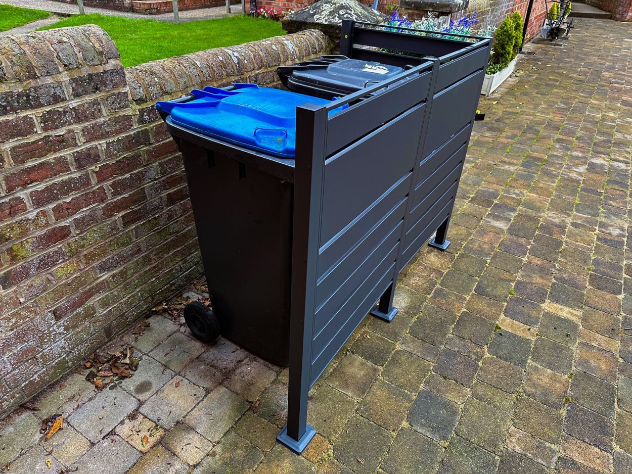 Galvanized Steel Wheelie Bin Screen | Double-Garden Furniture Centre-Anthracite,Accessories,Wheelie Bin Covers,Wheelie Bin Screens-{collection_title}