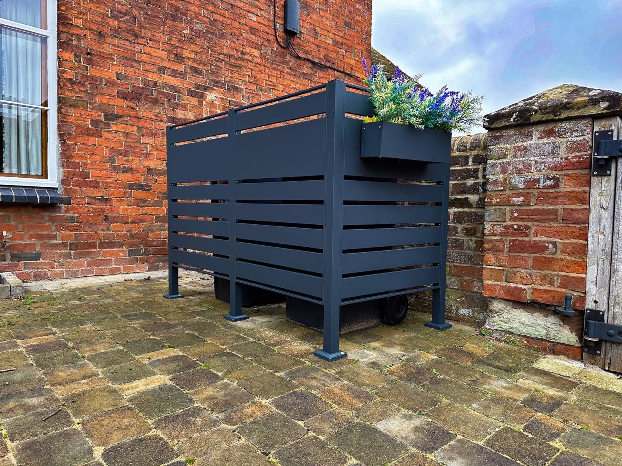 Galvanized Steel Wheelie Bin Screen | Double-Garden Furniture Centre-Anthracite,Accessories,Wheelie Bin Covers,Wheelie Bin Screens-{collection_title}