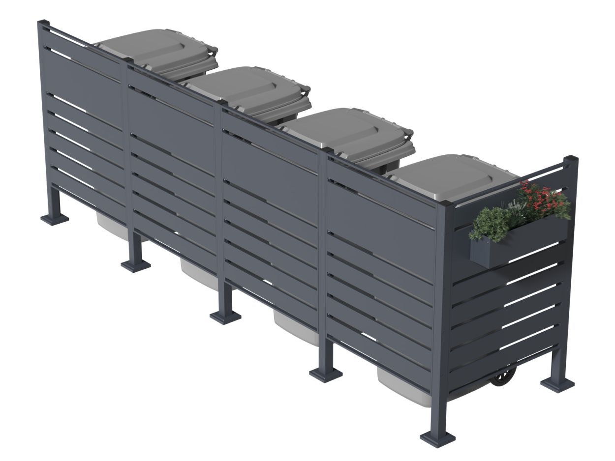 Galvanized Steel Wheelie Bin Screen | Modular | Pre-Order