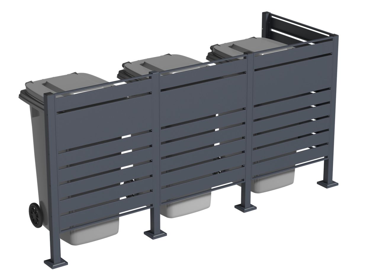 Galvanized Steel Wheelie Bin Screen | Triple | Pre-Order