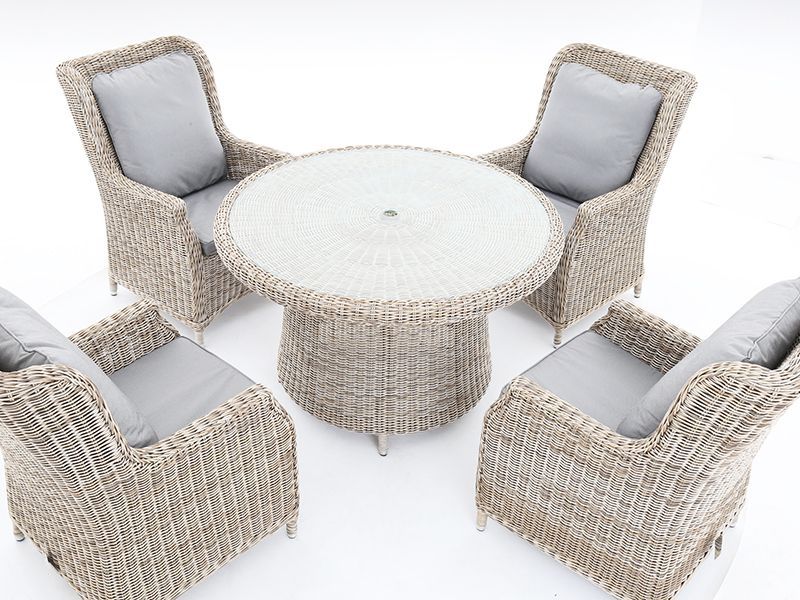 Dining Armchair Round 4-Seater Set-Garden Furniture Centre-HighRange,Rattan,Tables,Dining Set,Outdoor Furniture,Rattan Furniture,Outdoor Dining-{collection_title}