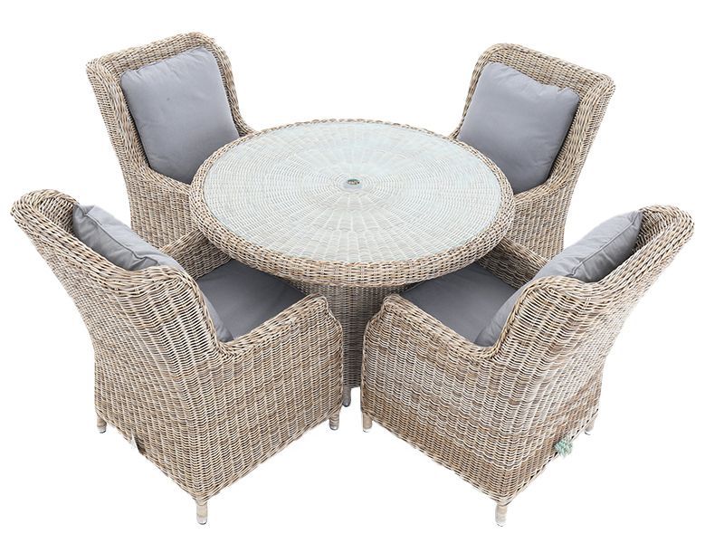 Dining Armchair Round 4-Seater Set-Garden Furniture Centre-HighRange,Rattan,Tables,Dining Set,Outdoor Furniture,Rattan Furniture,Outdoor Dining-{collection_title}